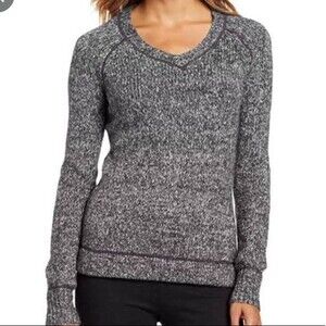 PrAna Gray Andre V Neck Long Sleeve Woven Knit Sweater L